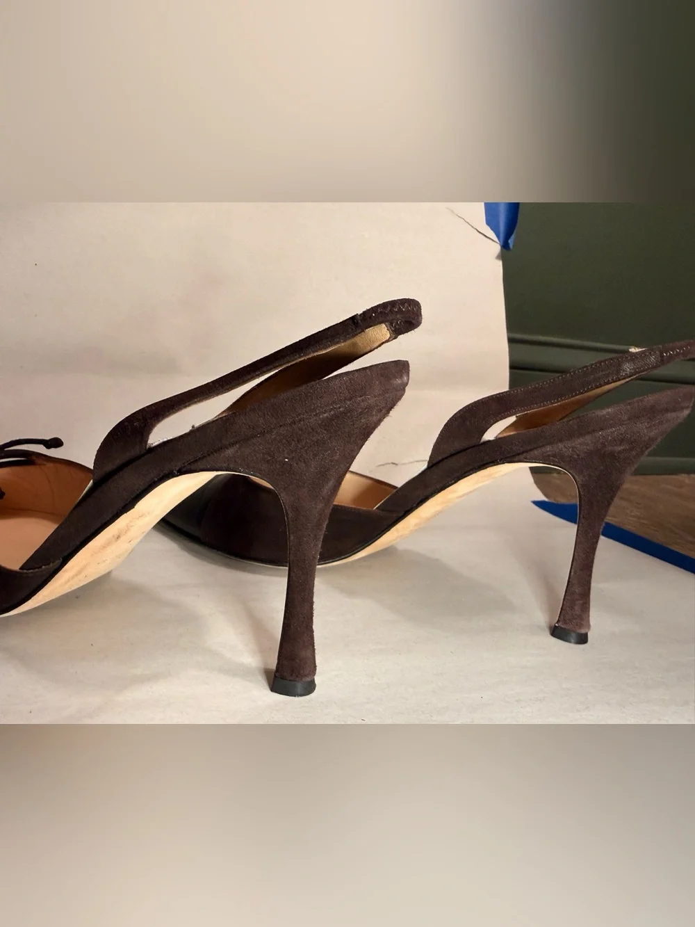 Manolo Blahnik Brown Leather & Suede Slingback Heels | EU 41 / US 10–10.5